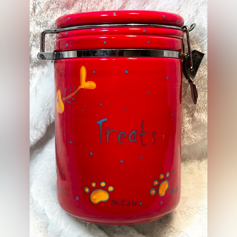 CERAMIC CAT TREAT BAIL LATCH CANISTER